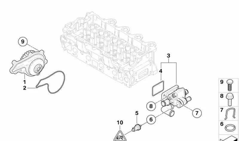 Caja del termostato con termostato OEM 11517809191 para MINI R56, Clubman R55. Original MINI.