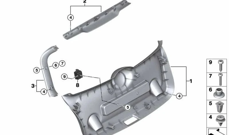 Revestimiento tapa de portamaletas inferior OEM 51497318942 para MINI F55, F55 LCI. Original MINI.
