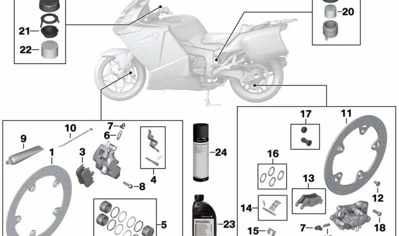 Juego de pastillas de freno traseras con indicador de desgaste OEM 34218527517 para motos BMW K1200GT, K1300GT. Original BMW Motorrad.