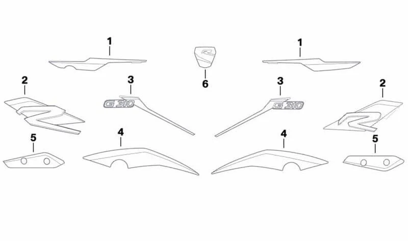 Decoración lateral trasera derecha OEM 51148565220 para BMW Motorrad G 310 R (K03). Original BMW Motorrad.