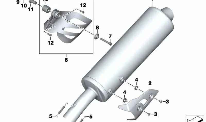 Soporte de escape OEM 18518549591 para motos BMW F800R (K73) 2013-2016. Original BMW Motorrad.