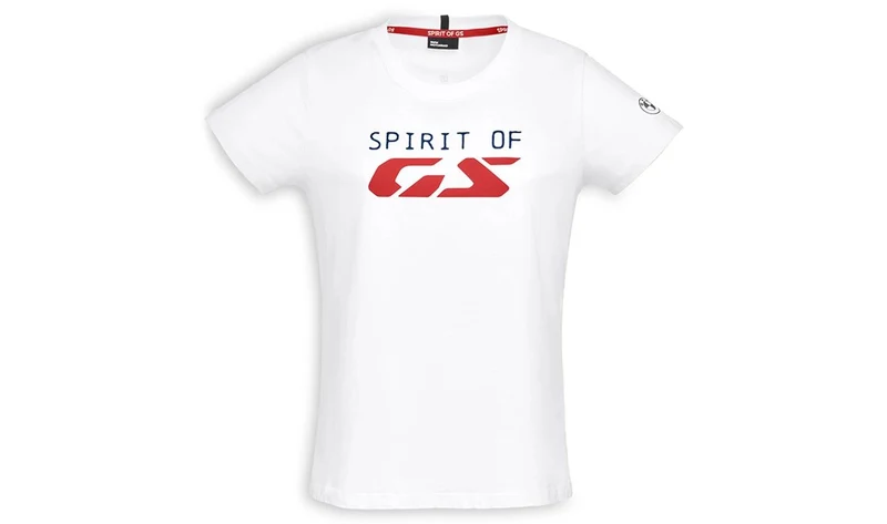 Camiseta Spirit of GS blanca talla XS para mujer OEM 76615A81209. Para BMW. Original BMW Motorrad.
