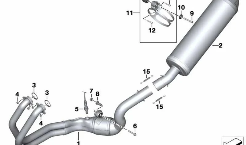 Codo de escape OEM 18518546595 para motos BMW F700GS, F800GS, F800GS Adventure. Original BMW Motorrad.
