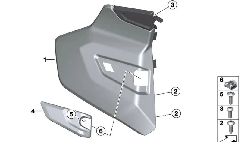 Paramento derecho OEM 46637924146 para motos BMW K1600 GT, K1600 GTL, K1600 Bagger. Original BMW Motorrad.