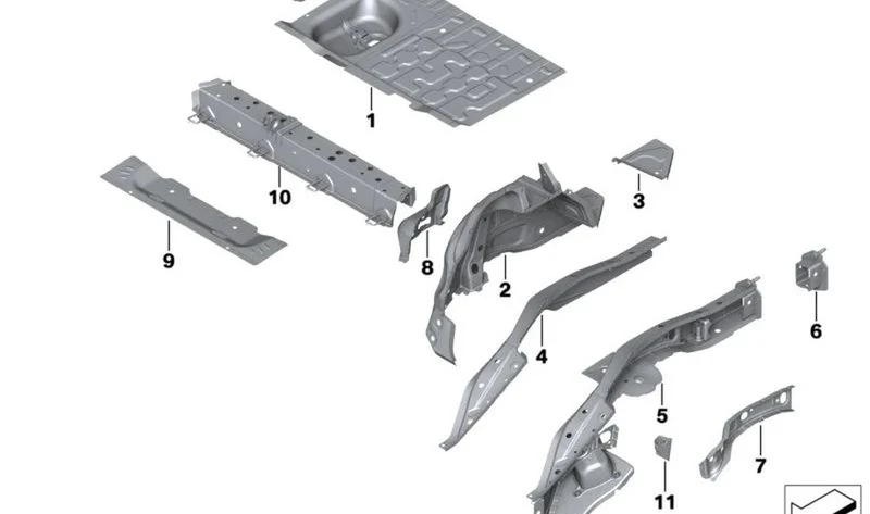 Larguero trasero derecho OEM 41007402396 para MINI F55, F56. Original MINI.