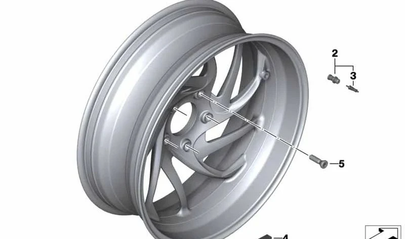 Rueda trasera de magnesio OEM 36318529043 para motos BMW K1600 GT, K1600 GTL, K1600 GTL Exclusive. Original BMW Motorrad.
