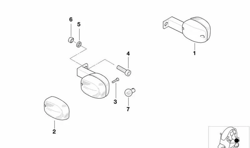 Indicador de dirección trasero izquierdo OEM 63237654309 para motos BMW F 650 GS, G 650 GS, F 650 CS, C1. Original BMW Motorrad.