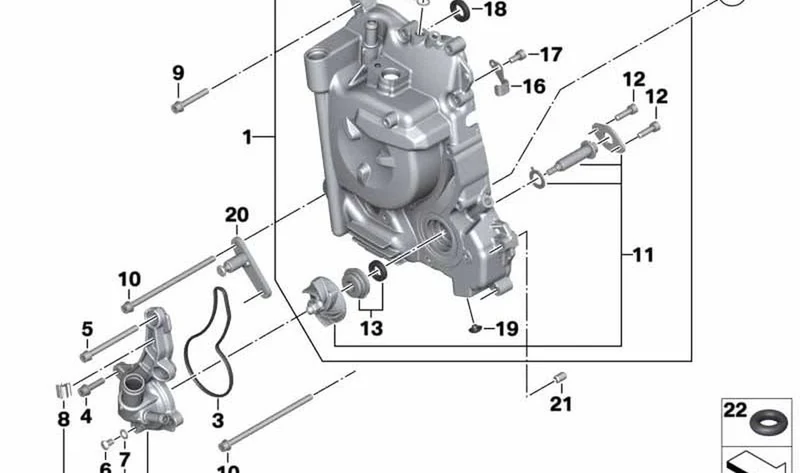 Tapa de bomba de refrigerante OEM 11518552491 para motos BMW C 400 GT, C 400 X... y más. Original BMW Motorrad.
