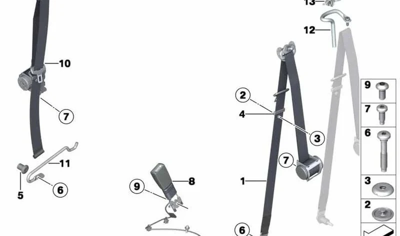 Guía de cinturón OEM 72117264149 para MINI R57 Cabrio, R57 LCI... y más. Original MINI.