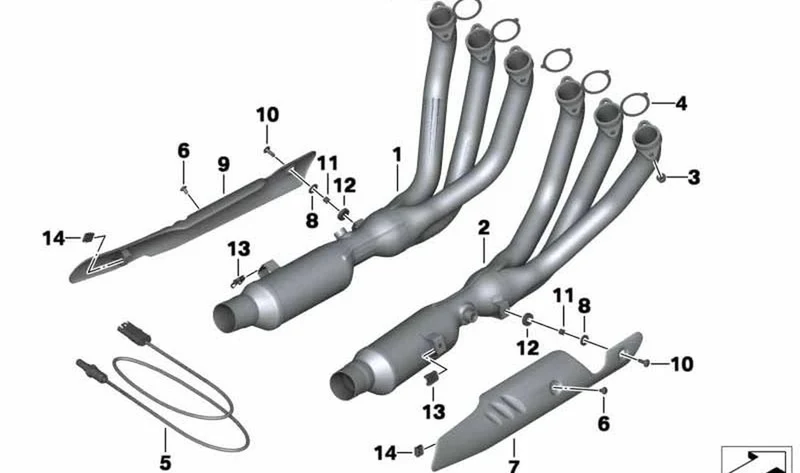 Moldura catalizador izquierda OEM 18518546716 para BMW Motorrad K1600 GT, K1600 GTL, K1600 Bagger. Original BMW Motorrad.