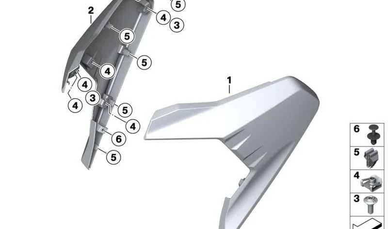 Lateral pieza bruta delantera abajo derecha OEM 46638388924 para BMW Motorrad C 400 X. Original BMW Motorrad.
