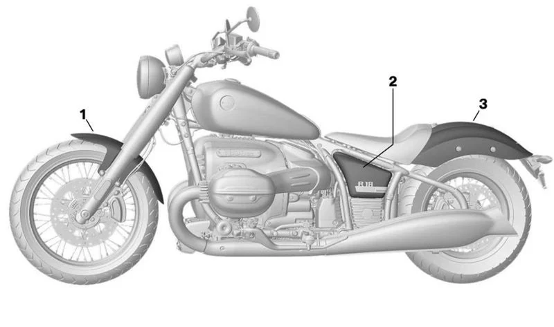 Tapa lateral derecha color MANHATTAN MET OEM 46637925206 para BMW Motorrad R 18, R 18 Classic. Original BMW Motorrad.