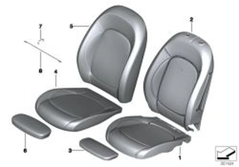 Funda respaldo deportivo tela derecha OEM 52107955982 para MINI F56, F56 BEV, F55, Cabrio F57... y más. Original MINI.