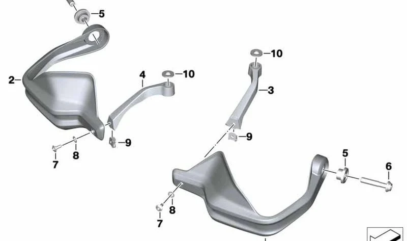 Guardamanos blanco derecho OEM 32711722128 para BMW Motorrad F 850 GS, F 900 GS. Original BMW Motorrad.