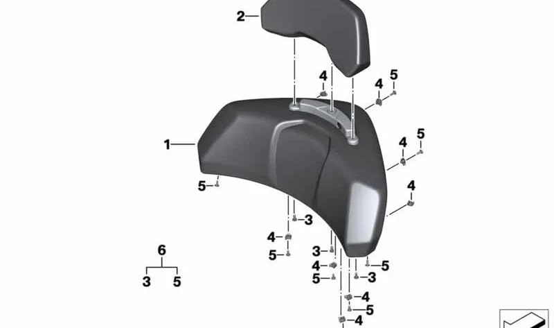 Módulo acolchado superior OEM 46548392279 para BMW Motorrad K1600 GTL, K1600 GT. Original BMW Motorrad.