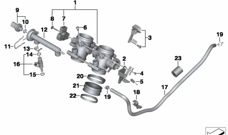 Tubo de la válvula de estrangulación OEM 13547719261 para motos BMW F800R (K73). Original BMW Motorrad.