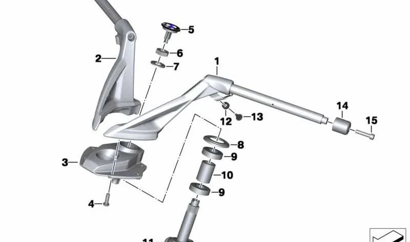 Manillar derecho OEM 32717727330 para motos BMW K1600GT, K1600GTL. Original BMW Motorrad.