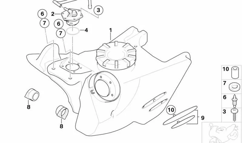 Depósito de combustible OEM 16112346380 para motos BMW F 650 GS, F 650 GS Dakar, G 650 GS. Original BMW Motorrad.