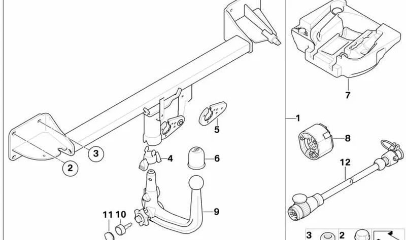 Dispositivo de remolque con esfera desmontable OEM 71606850980 para MINI Clubman R55 LCI (03/2009 - 06/2014). Original MINI.