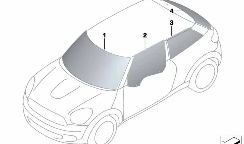 Ventanilla lateral fija trasera derecha OEM 51379809430 para MINI Paceman R61. Original MINI.