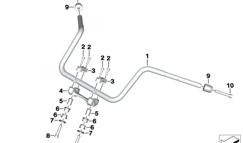 Amortiguador de vibración manillar cromo OEM 32711541099 para BMW R 18, R 18 Classic, R 18 B, R 18 Transcontinental. Original BMW Motorrad.
