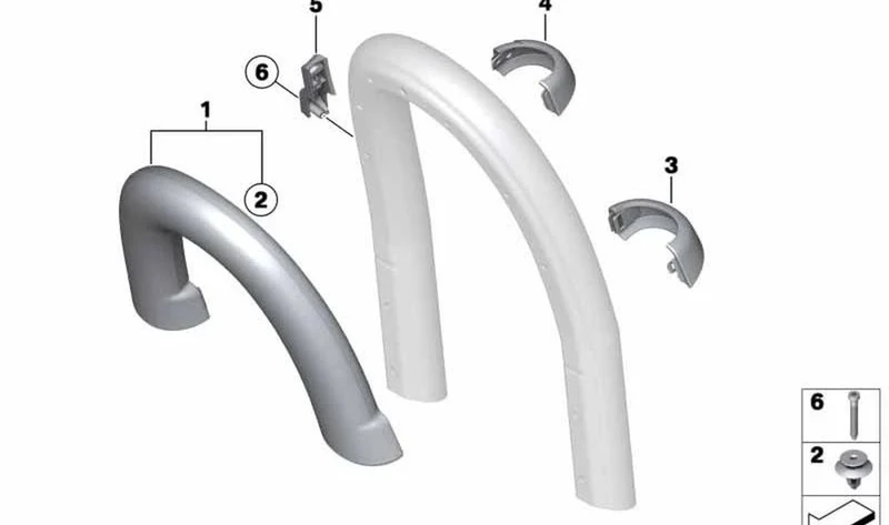 Moldura arco antivuelco interior derecho OEM 51432759294 para MINI Roadster R59. Original MINI.