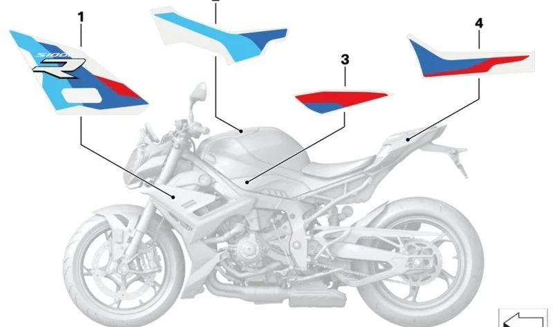 Cubierta decorativa silenciador aspiración izquierda OEM 51149467533 para motos BMW S 1000 R. Original BMW Motorrad.