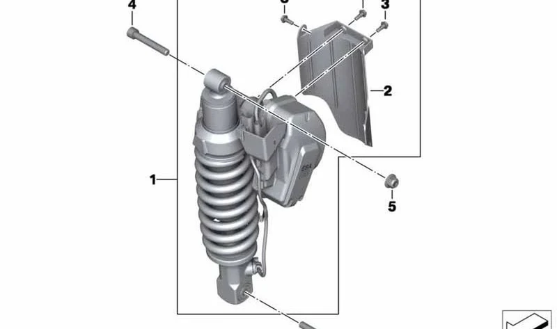 Muelle-amortiguador trasero OEM 33537728948 para motos BMW R 1200 GS, R 1200 GS Adventure. Original BMW Motorrad.