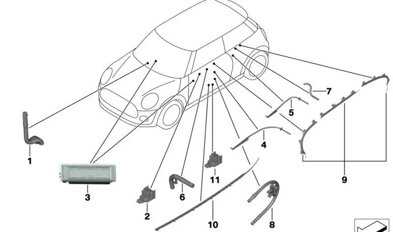 Conductor de fibra óptica para manilla OEM 63319304049 para MINI F56, F55, F54, F57, F60... y más. Original MINI.