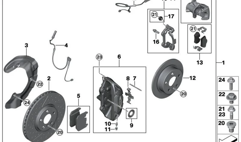 Caja para silla de freno izquierda OEM 34116868399 para MINI F56, F55, Clubman F54, Cabrio F57, Countryman F60... y más. Original MINI.