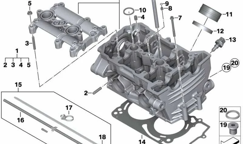Culata color negro OEM 11128524089 para motos BMW F 800 GT, F 800 R. Original BMW Motorrad.