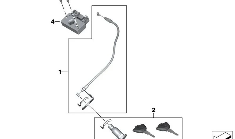 Juego fijación cerradura del asiento OEM 51258567007 para motos BMW G 310 R (K03). Original BMW Motorrad.