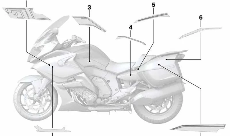 Revestimiento lateral derecho OEM 51148565808 para motos BMW K 1600 GT, K 1600 GTL. Original BMW Motorrad.