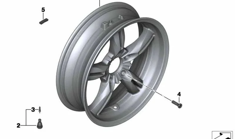 Rueda trasera negra OEM 36318568798 para motos BMW C 600 Sport, C 650 Sport. Original BMW Motorrad.
