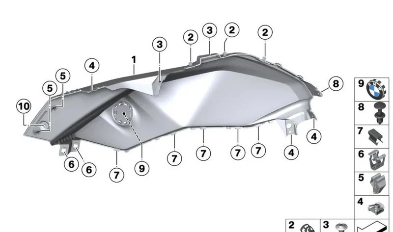 Pieza lateral derecha OEM 46638403900 para motos BMW F 900 XR (K84). Original BMW Motorrad.