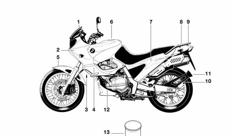 Revestimiento lateral izquierdo OEM 46632346299 para motos BMW F650, F650ST. Original BMW Motorrad.