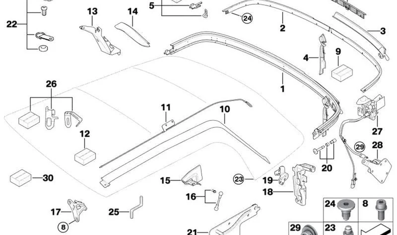 Placa izquierda OEM 54347117213 para MINI Cabrio R52 (11/2002 - 07/2008), Cooper, Cooper S, One. Original MINI.