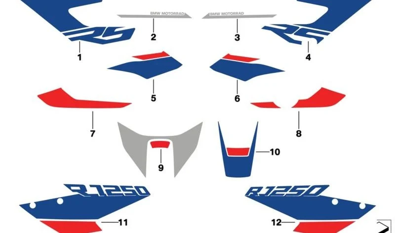Decoración lateral trasera izquierda OEM 51147109245 para BMW R 1200 RS, R 1250 RS. Original BMW Motorrad.