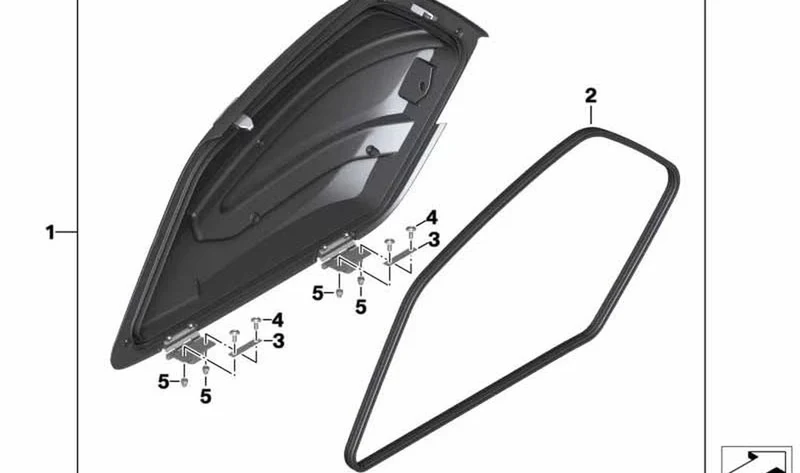 Junta de tapa de maleta OEM 46548557710 para BMW K1600 Bagger (0F51, 0F61). Original BMW Motorrad.