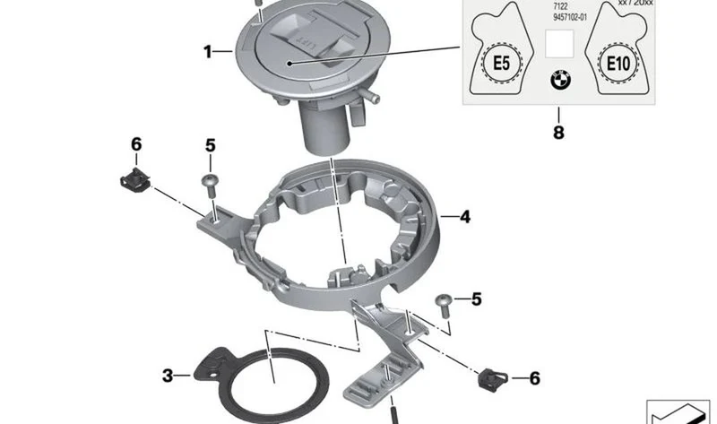 Tapa de depósito de combustible OEM 16118546442 para motos BMW K1600GT, K1600GTL, K1600Bagger. Original BMW Motorrad.