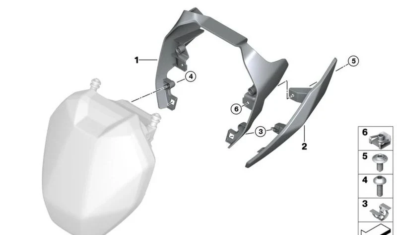 Revestimiento faro central OEM 46638382579 para motos BMW R 1250 R, R 1200 R. Original BMW Motorrad.