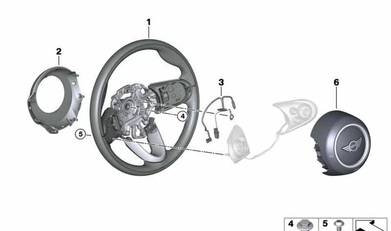 Volante OEM 32306996045 para MINI F56, F55, Clubman F54, Cabrio F57, Countryman F60. Original MINI.