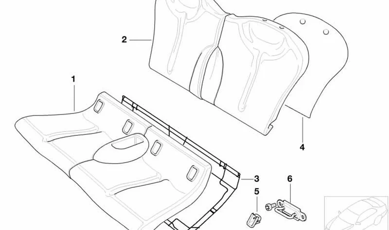 Vellón para respaldo OEM 07131486317 para MINI R50, R53, Cabrio R52. Original MINI.