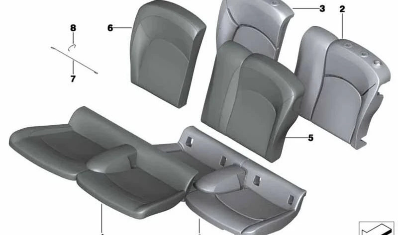 Funda de respaldo de tejido izquierda OEM 52207369123 para MINI F56, F56 LCI. Original MINI.
