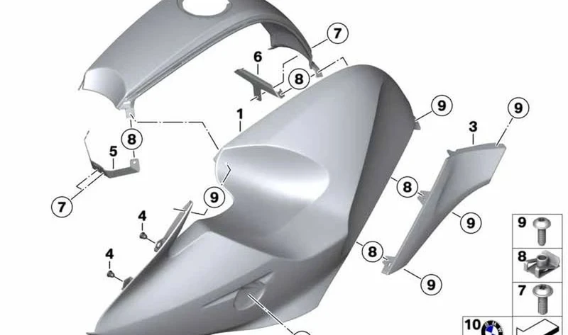 Angular de apoyo trasero OEM 46637697253 para BMW Motorrad R1200S, HP2 Sport. Original BMW Motorrad.