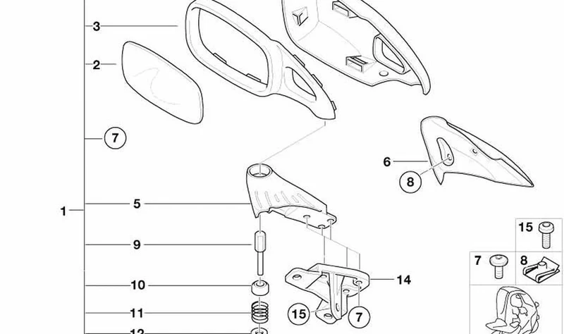 Retrovisor derecho OEM 51167656184 para motos BMW C1 (C1 0991, C1 0992). Original BMW Motorrad.
