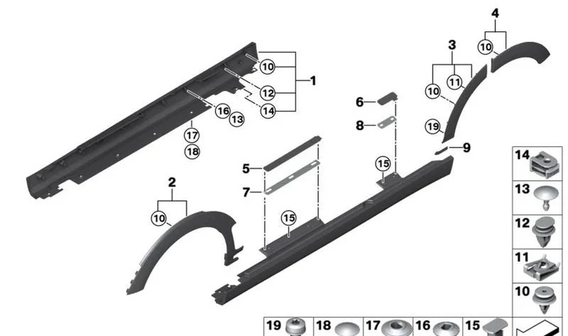 Revestimiento de faldón izquierdo OEM 51775A36C15 para MINI F54 Cooper, Cooper S... y más. Original MINI.