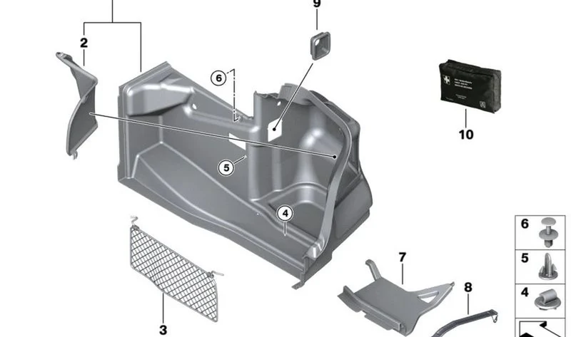 Soporte red portaobjetos OEM 51479147398 para MINI Paceman R61, BMW Serie 1 E81, E87, E82, E88. Original MINI.