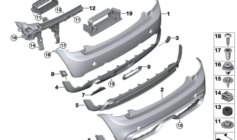 Black Band trasera inferior OEM 51127380017 para MINI F56, Cabrio F57. Original MINI.