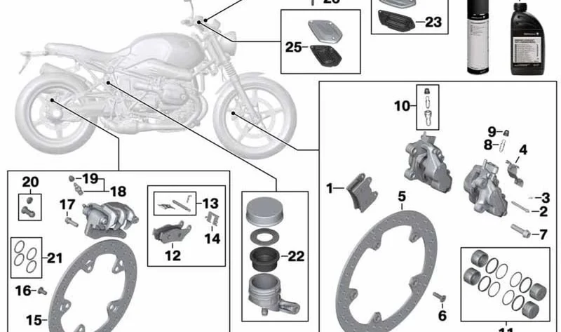 Perno OEM 34117696595 para motos BMW F800GT, F800S, F800ST, F800R, R nineT Pure, R nineT Scrambler, R nineT Racer, R nineT Urban G/S. Original BMW Motorrad.